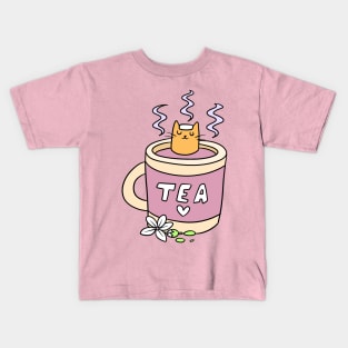 Relaxing Tea Cat Kids T-Shirt